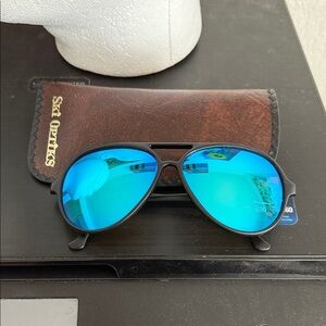 Ski optics vintage unisex Aviator Sunglasses with Blue Mirrored Lenses